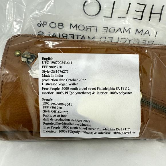 Free People Women Purse Wallet Clutch Brown Vegan Leather cardholder wristlet - Picture 8 of 8